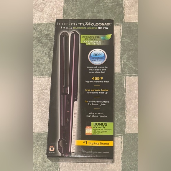 New Argan Oil Fusion Infiniti Pro Conair Hair Straightener Flat Iron 1 in. - Picture 1 of 5